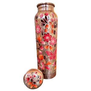 100% <b>Copper</b> <b>Drinking</b> <b>Bottle</b> Leak Proof Design Ayurvedic Water Storage Eco Friendly Reusable Travel <b>Bottle</b> 1 Liter - Product Image 2