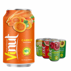 Pour VINUT rafraîchissant 330ml de jus de carotte sans sucre OEM/ODM échantillon gratuit disponible Vietnam prix usine jus de fruits privé - Product Image 1