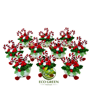 Vietnam Handmade Crochet <b>Christmas</b> Decorations <b>Christmas</b> Tree Pot Santa Snowman <b>Candy</b> <b>Cane</b> Festive Home Decor Wholesale Bulk - Product Image 6