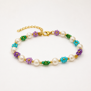 Handmade Miyuki Seed Beads Flower Pearl <b>Bracelet</b> Women Girls Colorful Daisy Adjustable <b>Boho</b> Trendy Party Summer Fashion Jewelry - Product Image 4