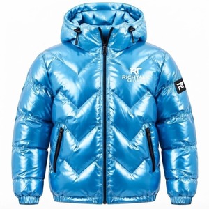 Unisex <b>White</b> Hooded Puffer Jacket Breathable PU Fabric Polyester/Cotton Windproof Standard <b>Winter</b> <b>Coat</b> Regular Fit Zipper - Product Image 1