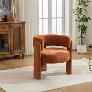 Poltrona Singola Contemporanea, Sedia Moderna in Tessuto Bouclé, Comoda Poltrona Imbottita per Soggiorno e Hotel - Product Image 2