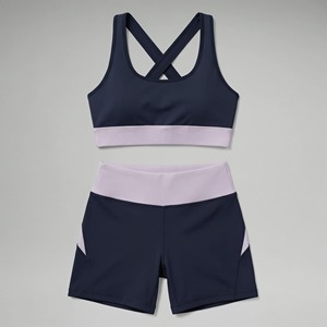 Women's Adjusted Strap Scoop Neck Sports Bra & High Waist Shorts 2-Piece Set Breathable Spandex Quick Dry Yoga Activewear - Product Image 1