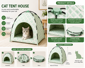 <b>Cat</b> Tent House Foldable Soft Indoor Pet Bed & Cozy Sleeping Shelter for <b>Cats</b> & Kittens Wholesale Supplier - Product Image 3