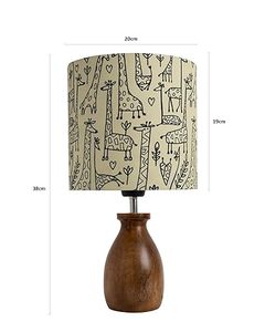 Modern Wooden Table Lamp Animal Print Fabric Shade Decorative Bedside Floor <b>Light</b> for Home <b>Nursery</b> Room - Product Image 3