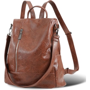 Mochila de cuero de cabra para mujer, mochila estructurada elegante de gran capacidad, diseñada para viajes diarios y uso profesional - Product Image 1