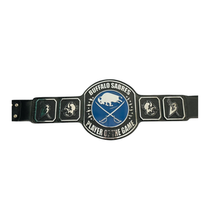 เข็มขัดนักกีฬา Buffalo Sabres Player of the Game - เข็มขัดกีฬาแบบปรับแต่งได้พร้อมโลโก้ทีม - ของสะสมระดับพรีเมียมสำหรับแฟนฮอกกี้ - Product Image 1