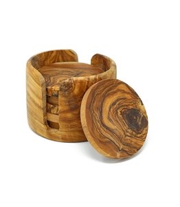 Round Wooden <b>Coaster</b> Set Natural Olive Wood <b>Drink</b> <b>Coasters</b> Durable Table Protection Accessories <b>for</b> Coffee Cups Tea Mugs Glasses - Product Image 5