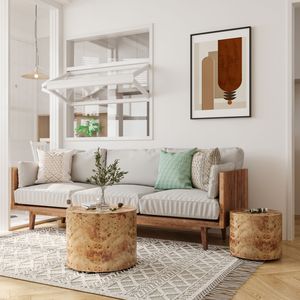 Juego de 2 Mesas de Centro Modernas Encajables, Mesas Auxiliares Circulares de Madera para Espacios Pequeños, para Sala de Estar, Dormitorio o Balcón - Product Image 3