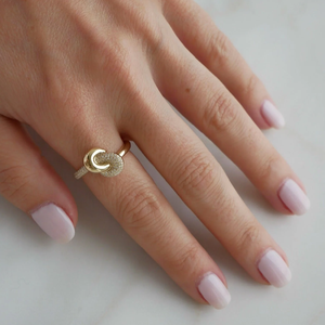 Bague de mariage éternelle en or 14 carats avec diamant de laboratoire et nœud d'amour entrelacé, en argent sterling 925, pour mariée - Product Image 4