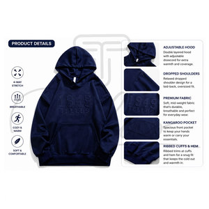Sudadera con Capucha para Hombre, Diseño Moderno, 100% Algodón, Talla Grande, Ecológica, Buena Calidad, Precio Razonable, Básica - Product Image 6