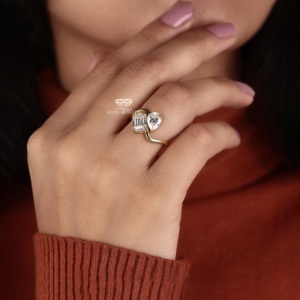 Toi Et Moi Emerald Pear Cut Lab Grown Diamond 14K Gold Minimalist Engagement <b>Ring</b> 2.50 CT IGI Certified Anniversary Gift for Her - Product Image 2