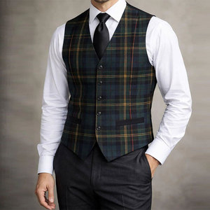 <b>Men</b>’s Scottish <b>Tartan</b> <b>Waistcoat</b> Formal Kilt Outfit Vest Available in 50 <b>Tartans</b> Available Custom Sizes - Product Image 1