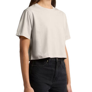 Camiseta Corta de Manga Corta para Mujer, Algodón Elástico, Cuello Redondo, Estilo Informal para el Día a Día, Transpirable, Camiseta Corta de Verano - Product Image 3