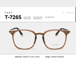 Montures optiques carrées TANI coréennes TR90 anti-lumière bleue, monture intégrale décontractée, légères et flexibles, 50-20-140, vente en gros OEM ODM pour hommes - Product Image 6