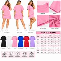 Robe T-shirt rose oversize pour femme, col rond, coupe ample, manches courtes, couleur unie, décontractée, printemps-été, en jersey de coton