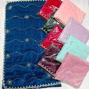 AEC Pure Organza Silk Saree Thread Zari Sequins Work Indian Style Elegant Unstitched Long Blouse Piece for Women for Weddings - Product Image 2