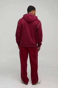 Hoodie zippé surdimensionné avec logo personnalisé, design tendance, surpiqûres contrastées, en coton mélangé respirant, pour homme, style gym et streetwear. - Product Image 2