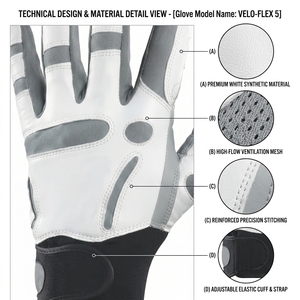 Gants de golf unisexes en cuir PU, blanc et gris, antidérapants, avec fermeture auto-agrippante, pour droitier - Product Image 6
