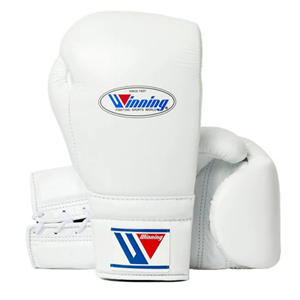 Winning BOXING Gloves 14oz 16oz White Customizable Kick Boxing Training Glove Lace-up Hook & Loop strap Genuine Leather - Product Image 1
