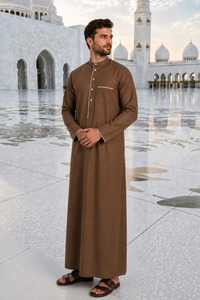 Haya Custom Islamic Thobe - Fabricant OEM - Tissu polyester de haute qualité - Printemps - Anti-rétrécissement - Anti-statique - Col montant - Long - Product Image 3