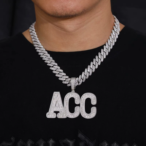 Collier Pendentif Personnalisé avec Nom, Lettres Script Bling-Bling, Bijoux Hip Hop de Luxe, Pendentifs et Breloques – Direct Usine - Product Image 3
