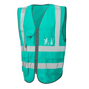 Chaleco de Seguridad Reflectante de Alta Visibilidad Unisex, Ropa de Trabajo de Poliéster Roja con Bolsillos y Cierre de Cremallera - Product Image 3