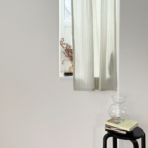 Rideau de séparation de pièce léger personnalisable en coton/lin tissé rayé - 83x130cm, passe-tringle, translucide, pour bureau, café, maison - Product Image 5