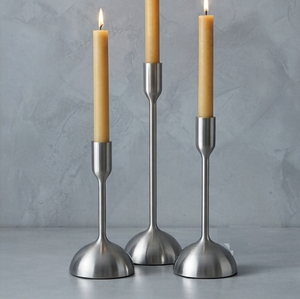 Ensemble de 3 chandeliers en métal argenté, grands supports pour bougies coniques, décoration moderne pour la maison - Product Image 1