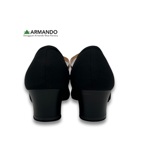 Chaussures de danse pour adultes OEM, en toile, à talon cubain, pour examen de ballet et enseignement, avec bride, noires, pour la pratique, logo personnalisé, faible MOQ - Product Image 5