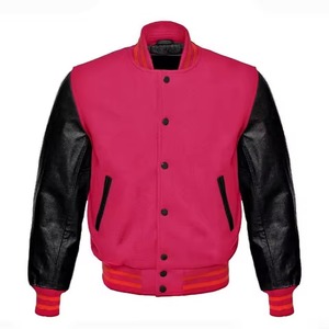 Pink <b>Velvet</b> Letterman <b>Jacket</b> Leather Sleeve Bomber <b>Jacket</b> Ribbed Collar and Cuff <b>Men's</b> Outerwear - Product Image 1
