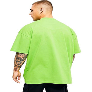 T-shirt surdimensionné décontracté pour hommes, avec logo personnalisé imprimé en relief, col en O, manches courtes, tricot teint uni - Product Image 5