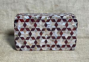 Best Fashion Mother of Pearl Inlay <b>Clutch</b> Handbag in <b>White</b> MOP with Chains for Girls Ladies by Quality Enterprises Resin Crafts - Product Image 2