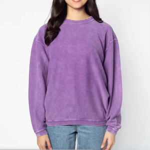 Sweat-shirts en molleton de coton à col rond pour femmes 2025, effet délavé, grandes tailles, imperméables, avec logo personnalisé sur le devant, fourniture ODM, hiver - Product Image 2