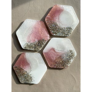 Custom Luxury Epoxy Resin Coasters Heat-Resistant & Eco-Friendly Handmade Drink <b>Protectors</b> For Personalized Home <b>Table</b> Decor - Product Image 4
