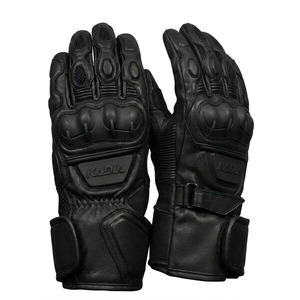 Guantes de Motociclismo de Cuero Negro Mate de Primera Calidad, Antideslizantes, Reforzados en la Palma y con Protección para los Nudillos, Equipo de Carreras Profesional - Product Image 3