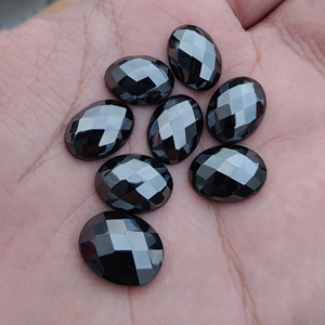 Pierre précieuse en hématite de qualité AAA+, taille ovale à facettes, dos plat, calibrée, en vrac, pour bijoux, toutes tailles - Product Image 3