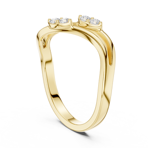 Anillo de lujo para mujer de oro amarillo de 18 quilates con doble onda y diamantes cultivados en laboratorio de corte redondo, menos de 1 quilate, en oro rosa, blanco y amarillo. - Product Image 4