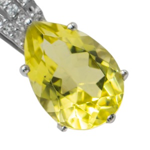 Colgante de Plata de Ley 925 de Primera Calidad, Chapado en Rodio, con Gema Amarilla en Forma de Lágrima y Brillantes Piedras de Circonia Cúbica Blancas - Product Image 2