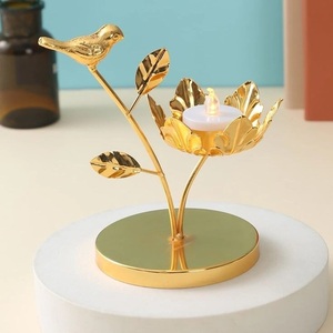 Antique Fancy Metal Candle Stand With Flower Top And Tiered <b>Holders</b> For Home Decoration - Product Image 6