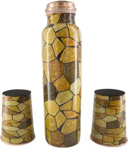 Botella de agua multiusos de cobre con vaso de vidrio de 500 ml, para añadir limón, menta o frutas, frasco de metal puro para agua, de proveedor indio. - Product Image 5