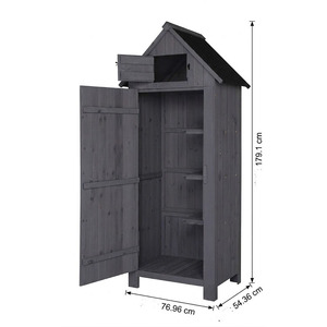 Armoire de rangement de jardin en bois massif avec porte verrouillable, facile à assembler, pour outils et plantes - Product Image 3