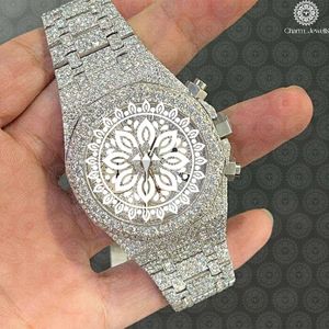 Charm_Jewells Luxury Stainless Steel <b>Mechanical</b> <b>Watch</b> 40mm Round Case Analog Chronograph Mandala Dial Pattern Unisex - Product Image 1