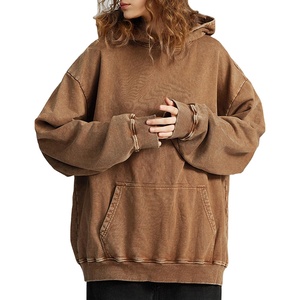 <b>Men's</b> Custom Logo Acid Stone Wash <b>Hoodie</b> Streetwear Clothing Manufacturer <b>Brown</b> Sweatshirt - Product Image 4