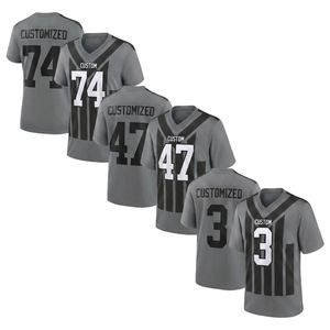 Camiseta de fútbol americano personalizada con rayas grises y negras, camiseta de equipo personalizada, ropa deportiva transpirable, camisetas de manga corta - Product Image 1