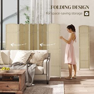 Paravento Divisorio Tradizionale a 8 Pannelli, Alto 1,70 m, Beige, in MDF, Autoportante per Privacy in Casa e Ufficio - Product Image 5