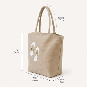 Bolsa de Playa de Lona de Yute con Apliques Personalizados, 42x38x12 cm, Reutilizable, para Compras, Venta al Por Mayor, Fabricante OEM ODM, Marca Privada - Product Image 4