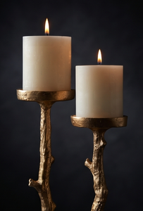 Porte-bougie en aluminium en forme de branche d'arbre dorée, moulage texturé, fait main, sans plomb, durable, décoration pour la maison, Noël, Saint-Valentin - Product Image 4