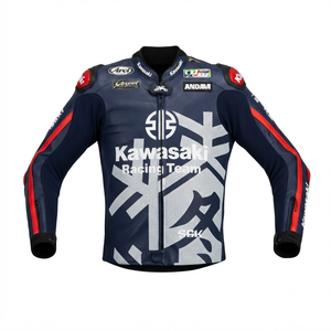 Men’s Rawasaki Cowhide Leather <b>Racing</b> <b>Jacket</b>/Chaqueta MotoCP Style CE Level 2 Armor Motorcycle Track Riding Protective Gear CE - Product Image 1