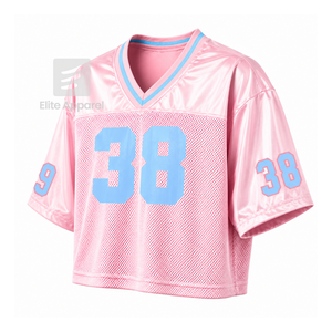 Camiseta personalizada Jack & Jill of America con cuello en V, bloques de color, manga corta, azul cielo y rosa, estilo casual unisex, de malla de poliéster. - Product Image 2